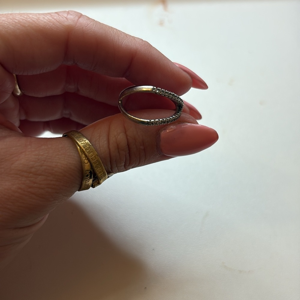 Silver + Rhinestone Crossover Ring - image 4